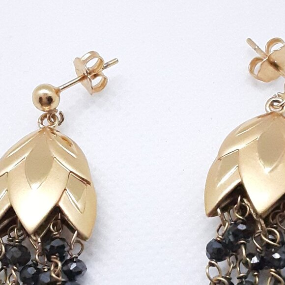 Designer Rebecca Hook yellow vermeil leaf chain post earrings - Picture 14 of 15